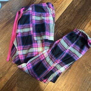 Cozy Pink and Black Plaid Pajama Pants Relaxed Fit Sleepwear